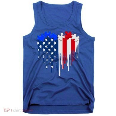 USA American Flag Puzzle Heart Tank Top