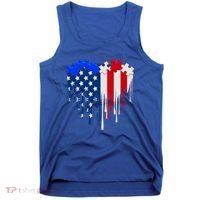 USA American Flag Puzzle Heart Tank Top thumb 0