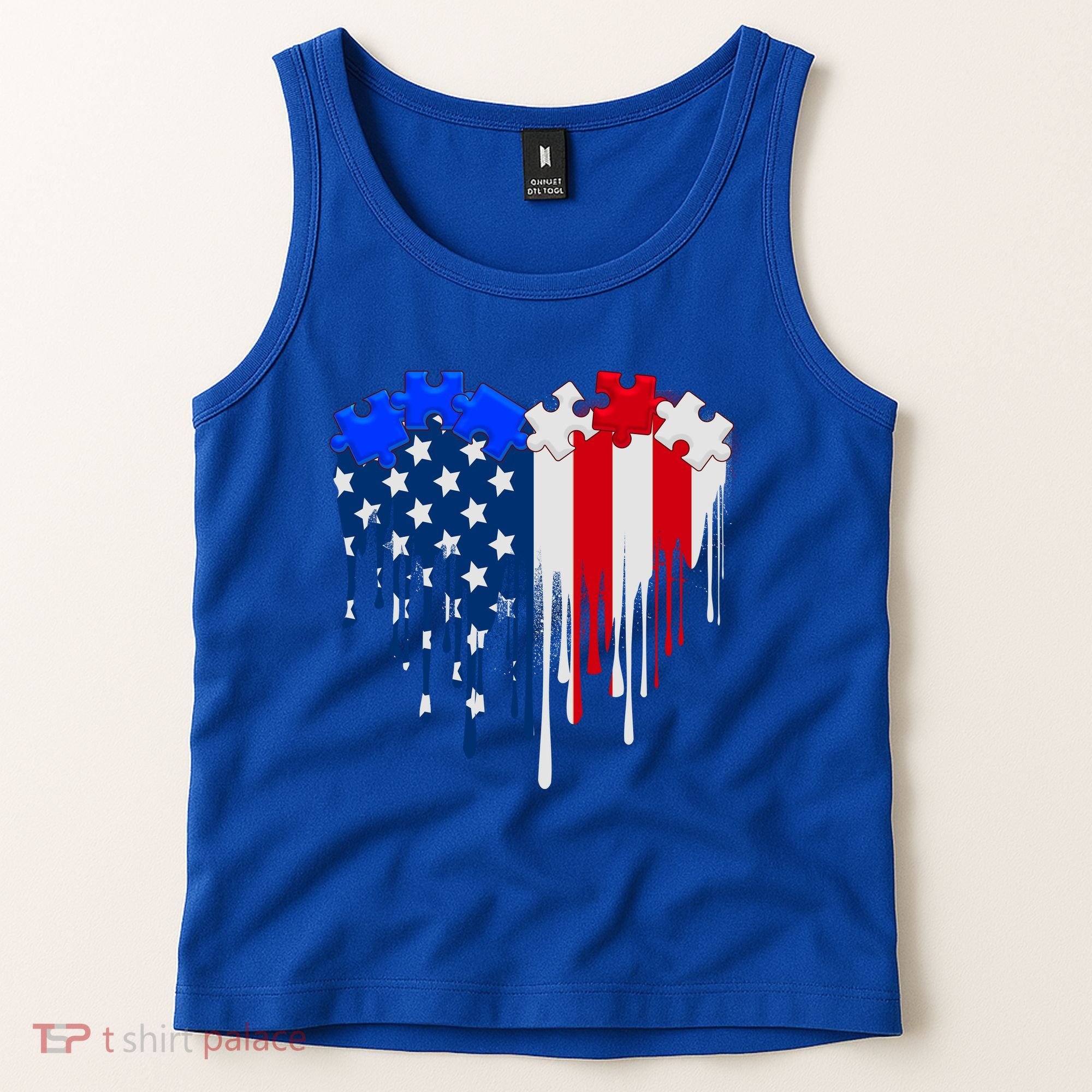 USA American Flag Puzzle Heart Tank Top