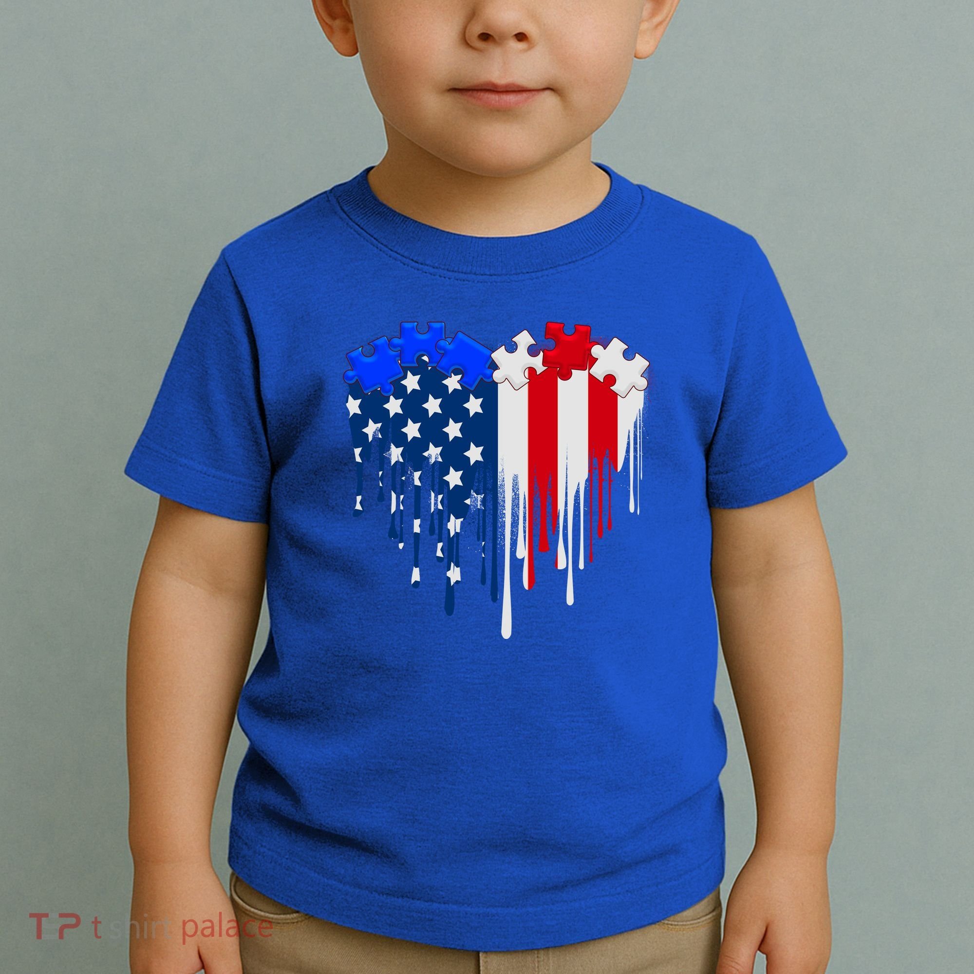 USA American Flag Puzzle Heart Toddler T-Shirt