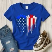 USA American Flag Puzzle Heart Women's T-Shirt thumb 3