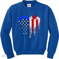 USA American Flag Puzzle Heart Kids Sweatshirt thumb 0