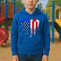 USA American Flag Puzzle Heart Kids Hoodie thumb 2