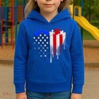 USA American Flag Puzzle Heart Kids Hoodie thumb 3