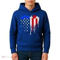 USA American Flag Puzzle Heart Kids Hoodie thumb 4