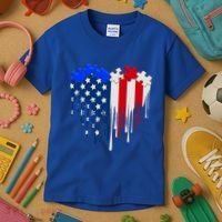 USA American Flag Puzzle Heart Kids T-Shirt thumb 3