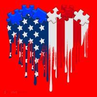 USA American Flag Puzzle Heart Santa Hat thumb 1