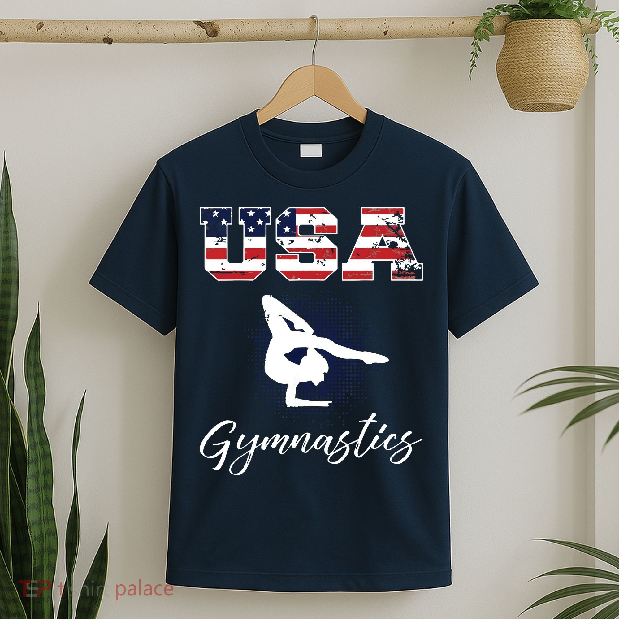 USA American Flag Gymnastics Tee Gymnast 4th Of July T-Shirt