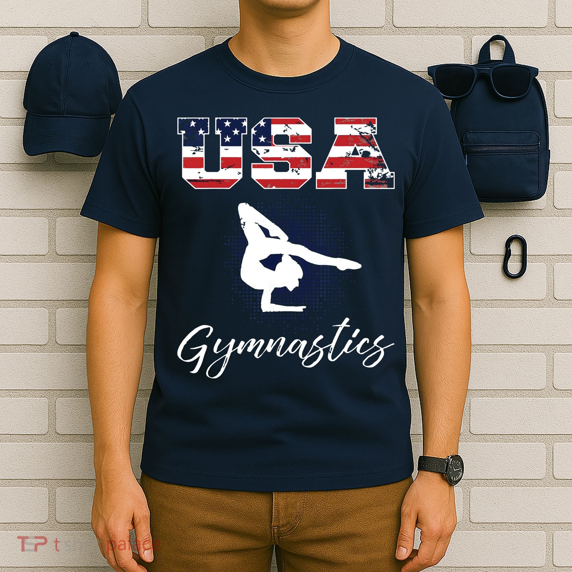 USA American Flag Gymnastics Tee Gymnast 4th Of July T-Shirt