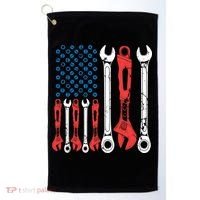Usa American Flag Mechanic Gift Golf Towel thumb 0