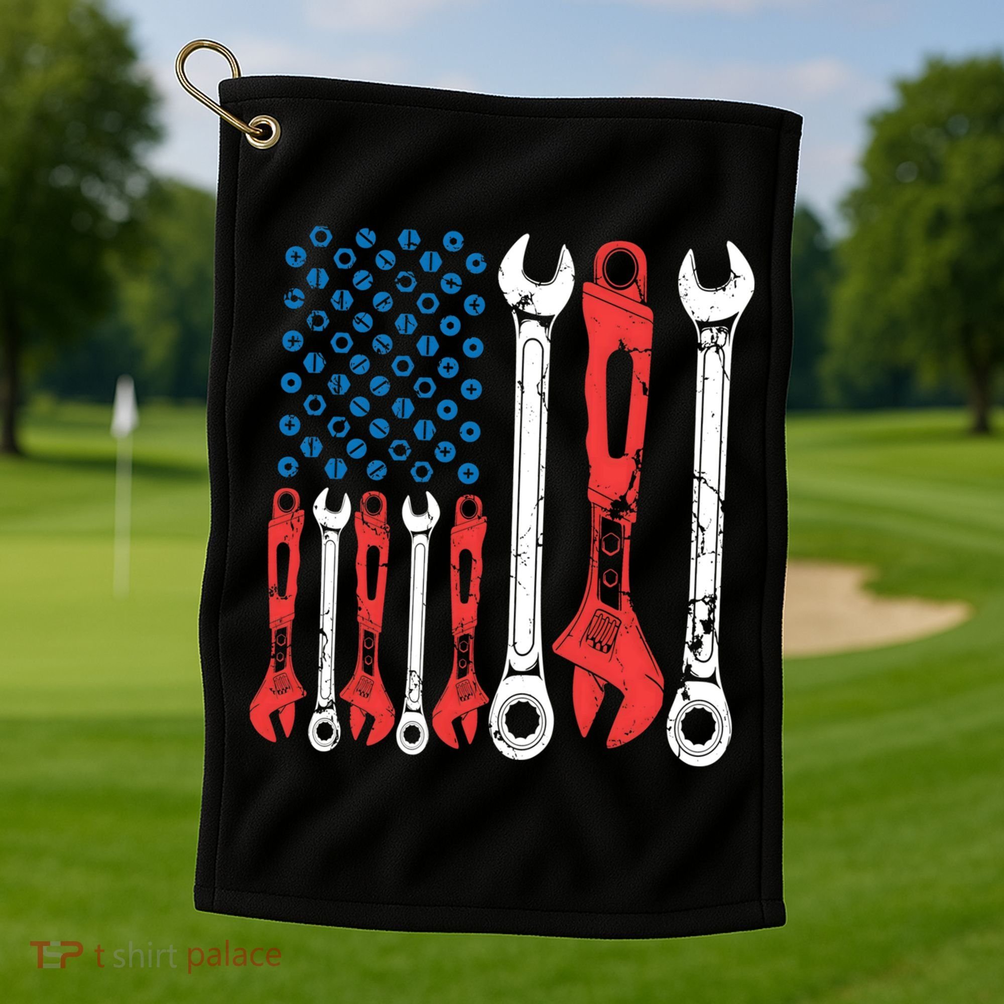 Usa American Flag Mechanic Gift Golf Towel