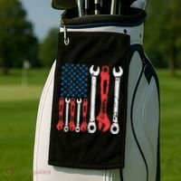 Usa American Flag Mechanic Gift Golf Towel thumb 2