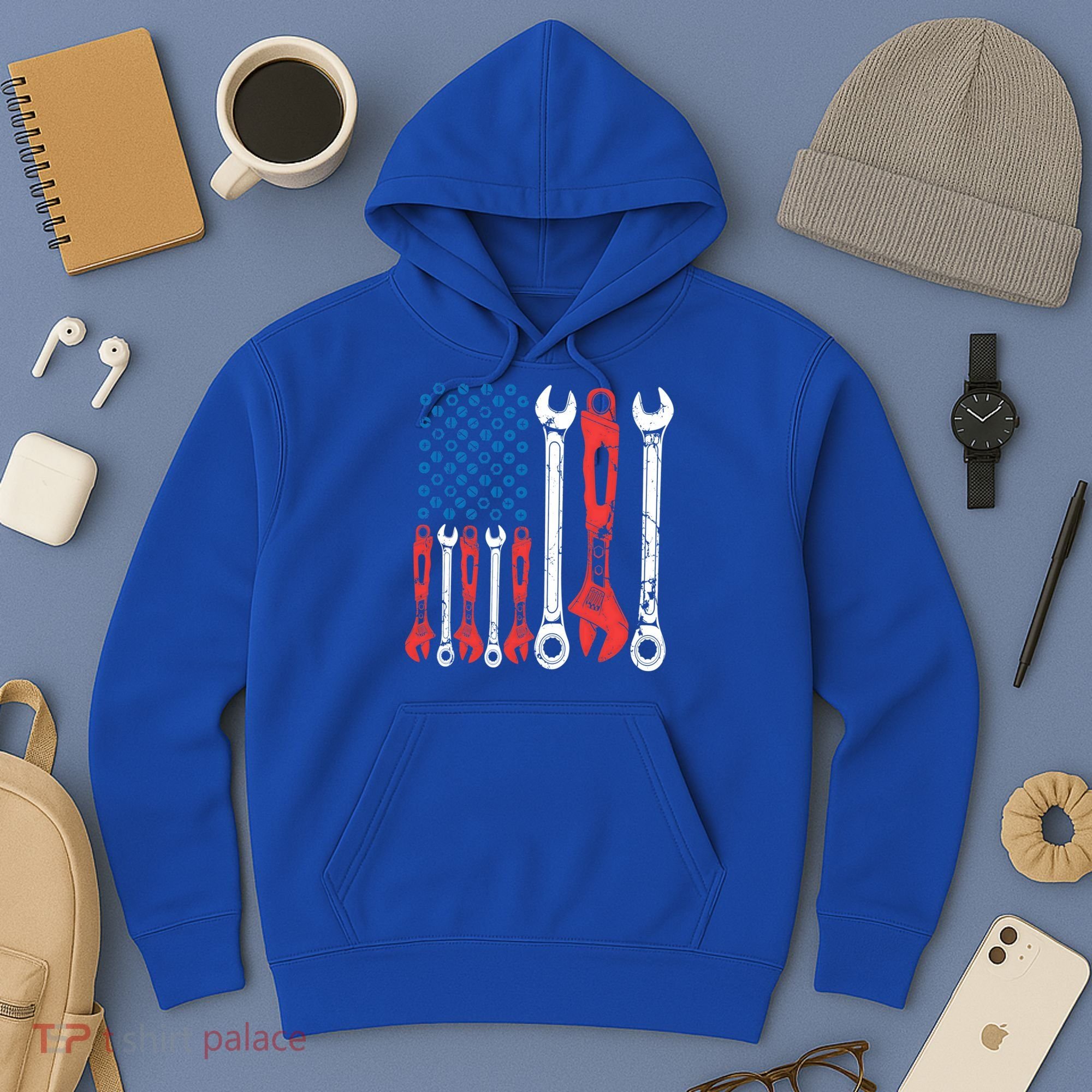 Usa American Flag Mechanic Gift Hoodie