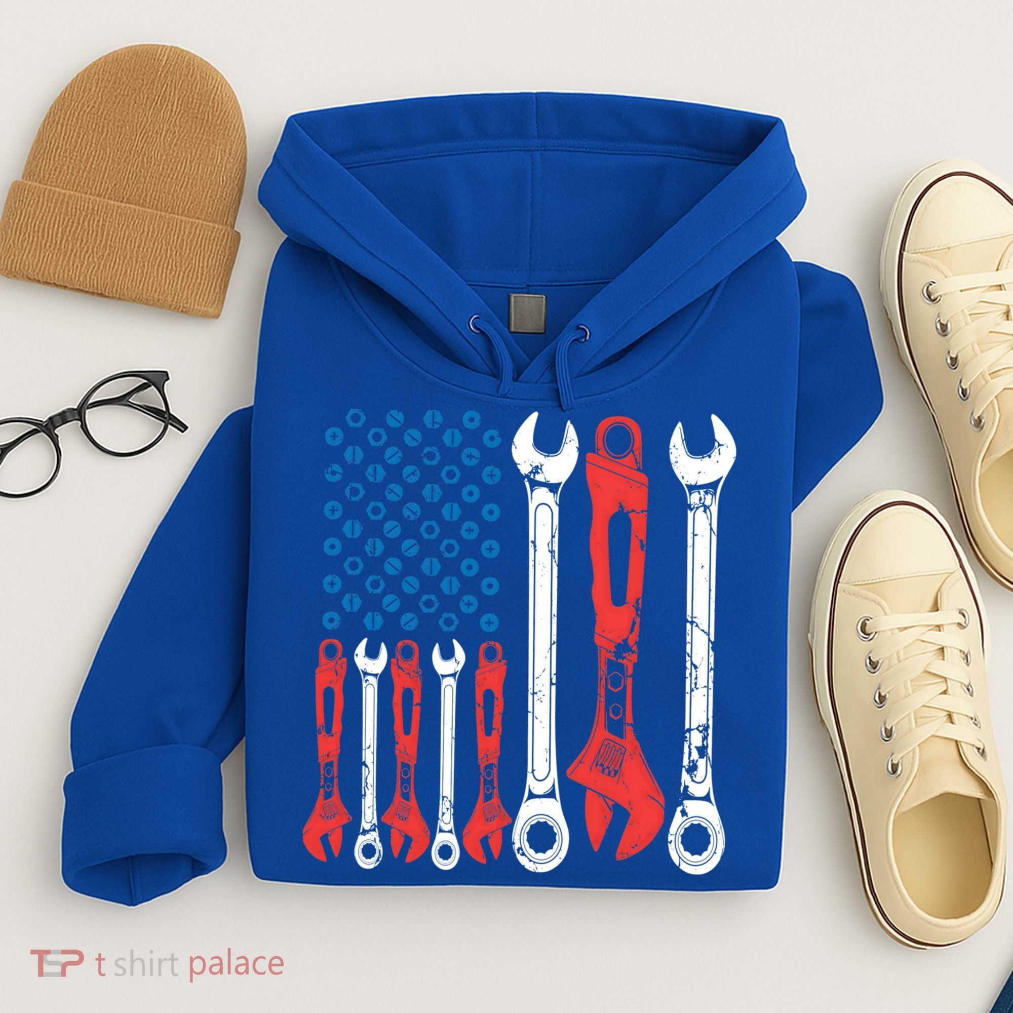 Usa American Flag Mechanic Gift Hoodie