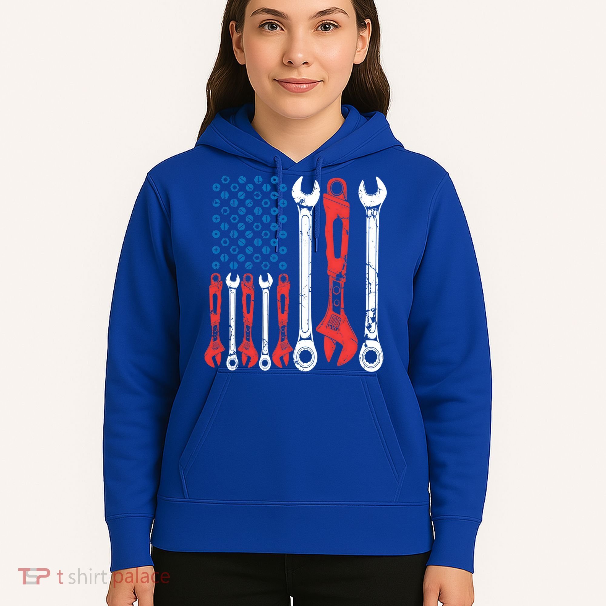 Usa American Flag Mechanic Gift Hoodie