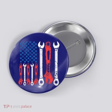 Usa American Flag Mechanic Gift Button