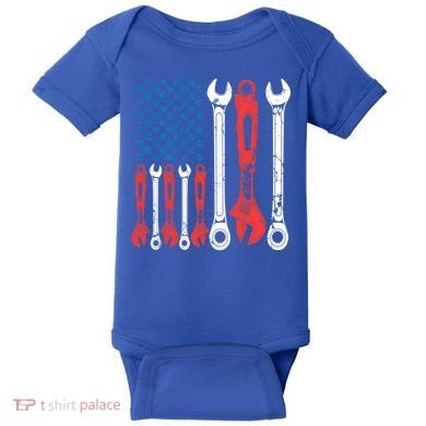 Usa American Flag Mechanic Gift Baby Bodysuit