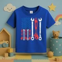 Usa American Flag Mechanic Gift Toddler T-Shirt thumb 3