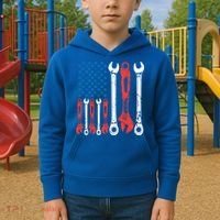 Usa American Flag Mechanic Gift Kids Hoodie thumb 2