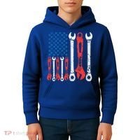 Usa American Flag Mechanic Gift Kids Hoodie thumb 4