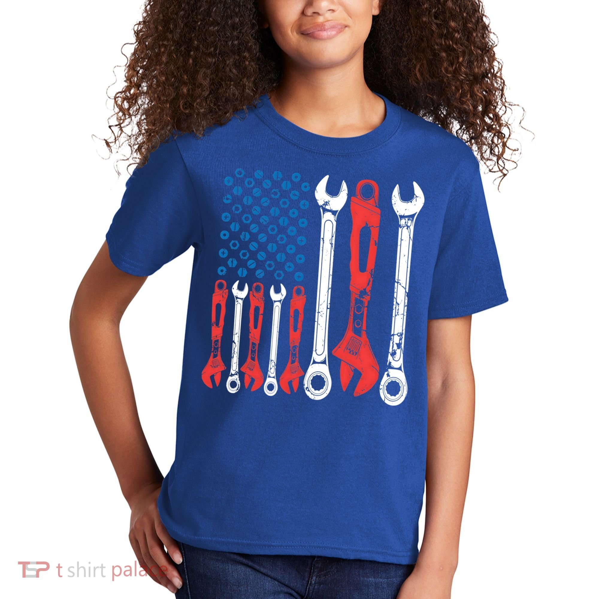 Usa American Flag Mechanic Gift Kids T-Shirt