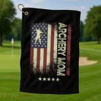 Usa American Flag Archery Mom Cute Gift Golf Towel thumb 1
