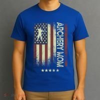 Usa American Flag Archery Mom Cute Gift T-Shirt thumb 3