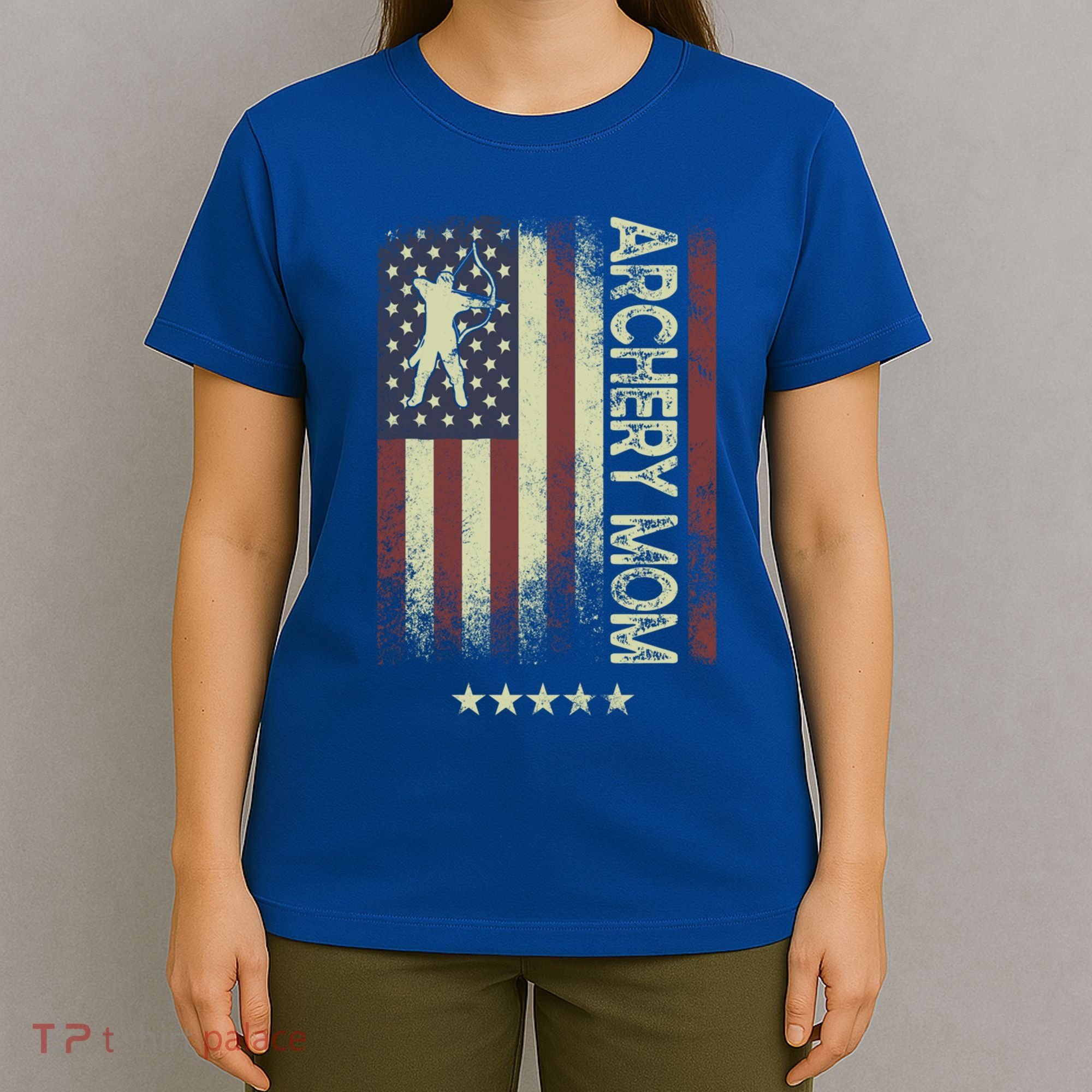 Usa American Flag Archery Mom Cute Gift T-Shirt