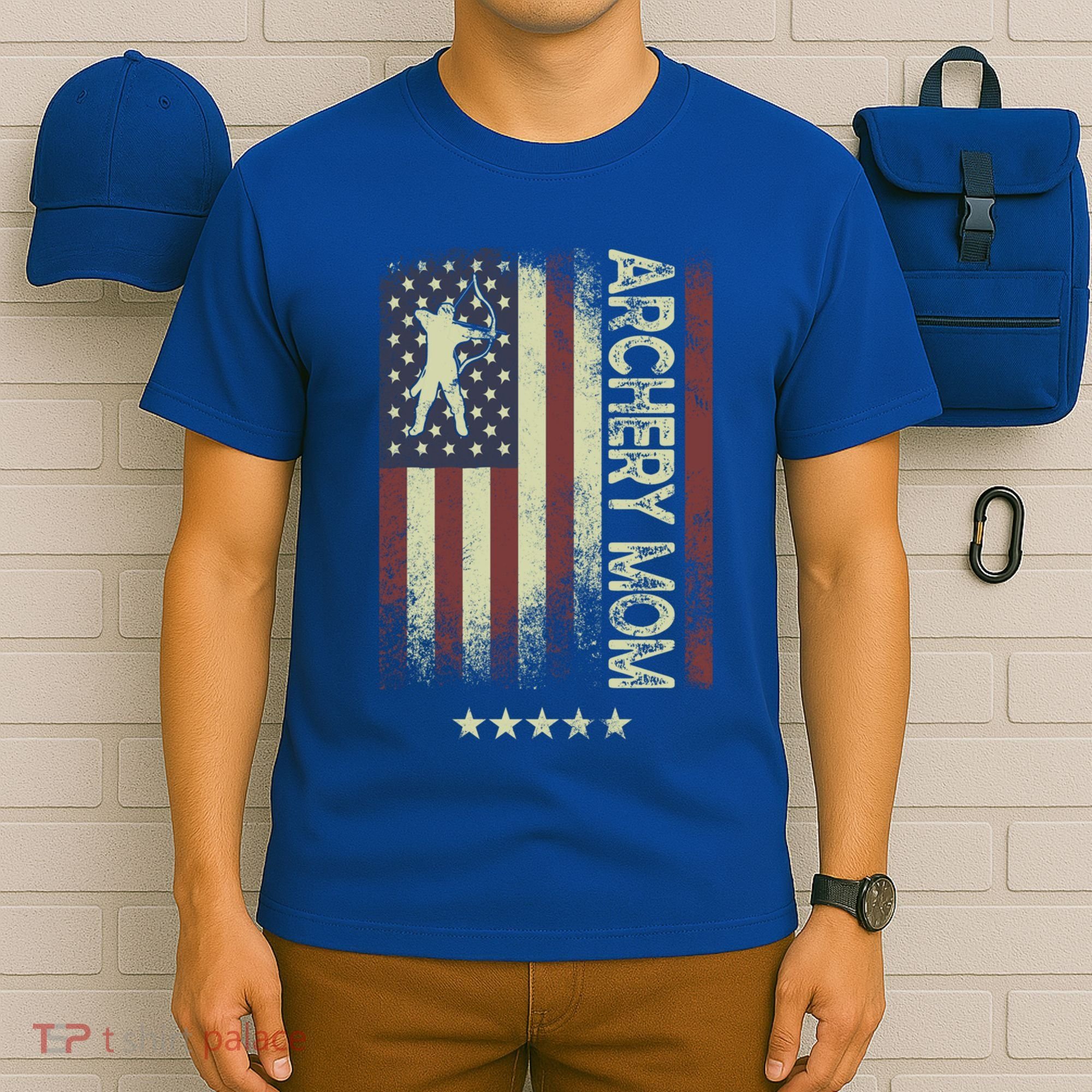 Usa American Flag Archery Mom Cute Gift T-Shirt