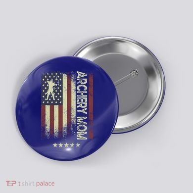 Usa American Flag Archery Mom Cute Gift Button