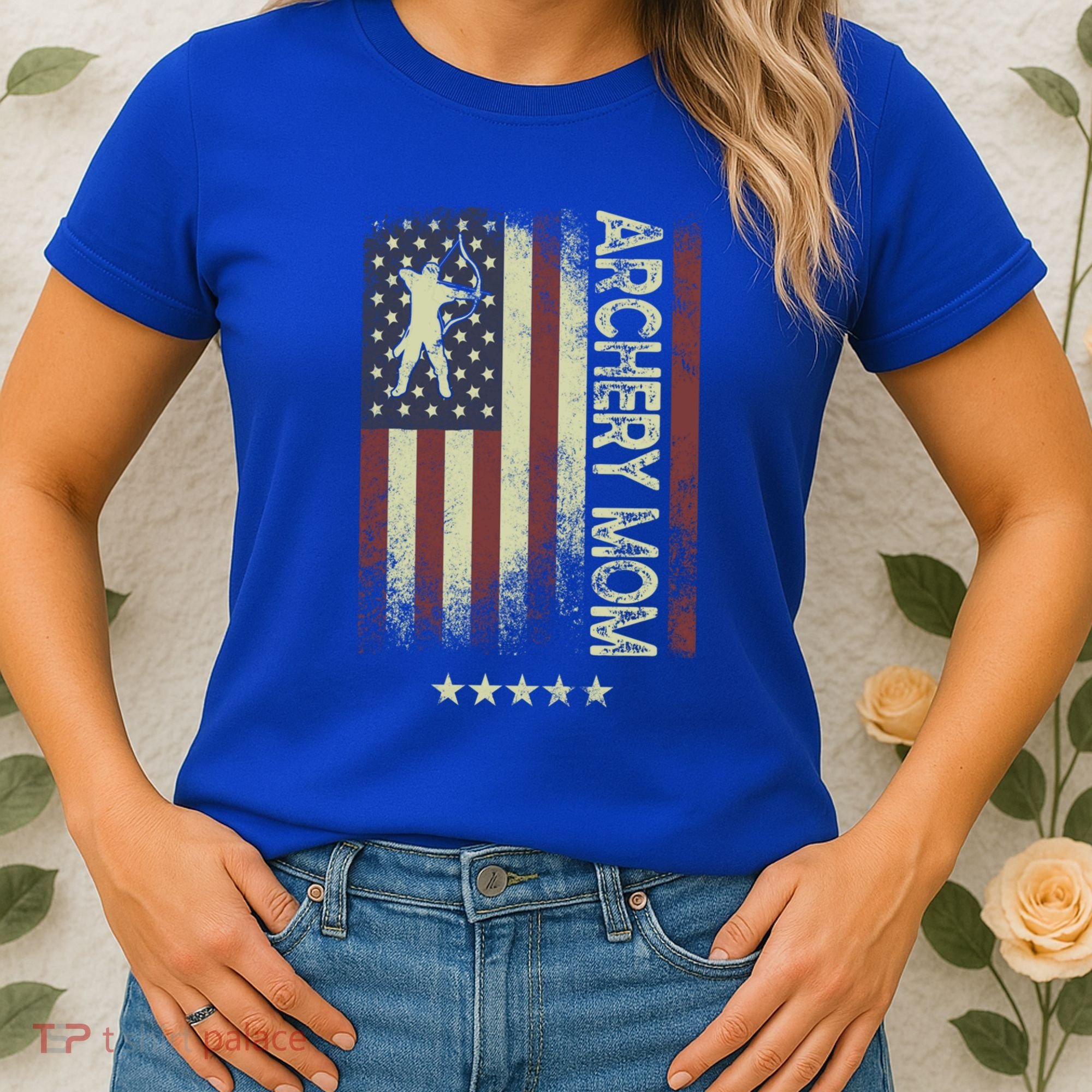 Usa American Flag Archery Mom Cute Gift Women's T-Shirt