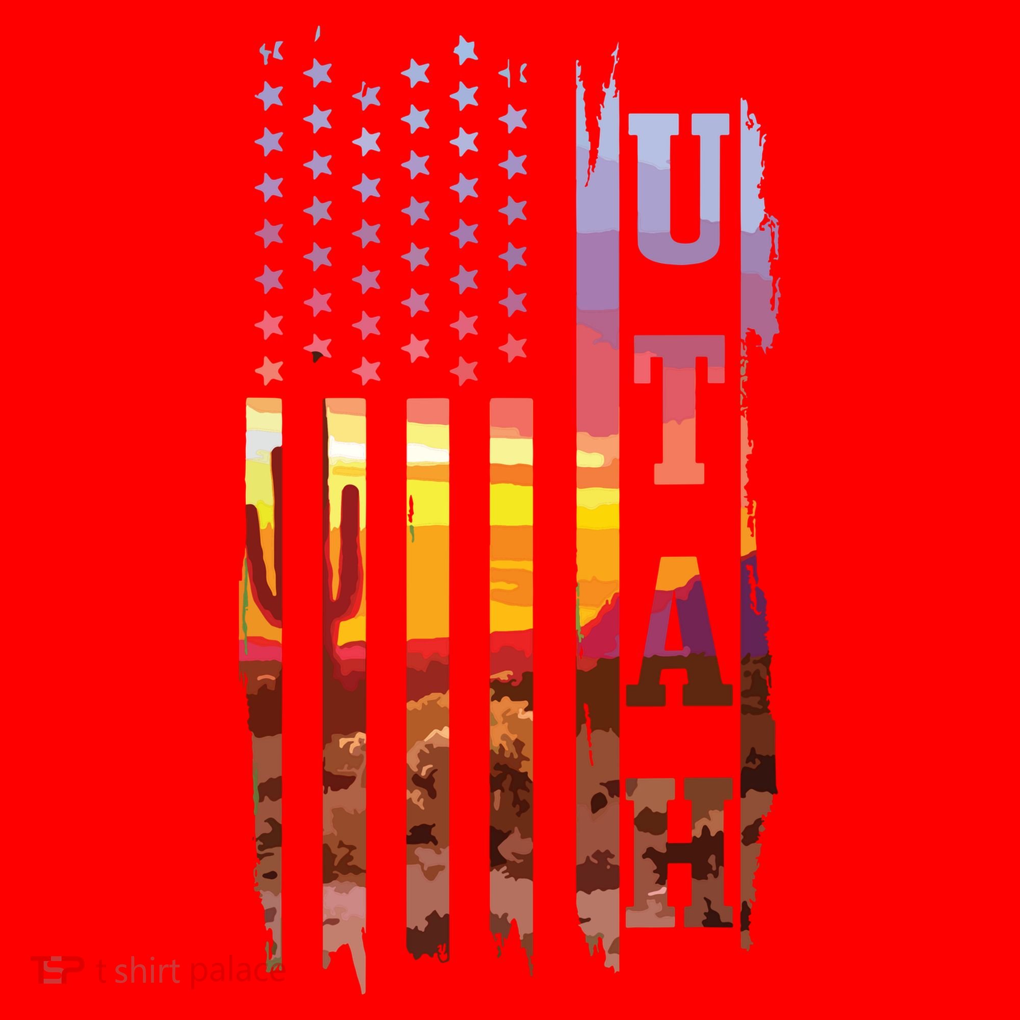 Utah American Flag Pride Landscape Cactus Patriotic Gift Santa Hat