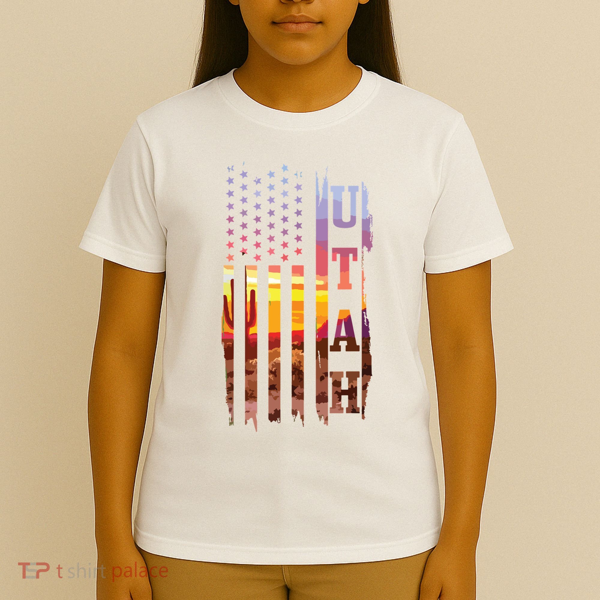 Utah American Flag Pride Landscape Cactus Patriotic Gift T-Shirt