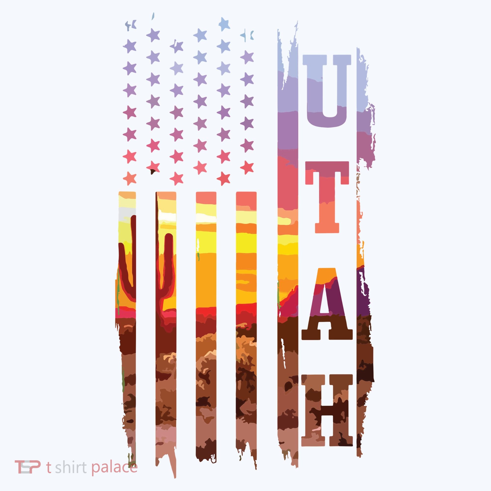 Utah American Flag Pride Landscape Cactus Patriotic Gift T-Shirt