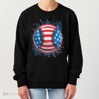 USA American Flag Firework Baseball Women's Sweatshirt thumb 0
