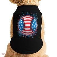 USA American Flag Firework Baseball Doggie Tank thumb 0