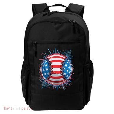 USA American Flag Firework Baseball Backpack