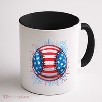 USA American Flag Firework Baseball Coffee Mug thumb 1