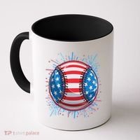 USA American Flag Firework Baseball Coffee Mug thumb 0