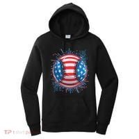 USA American Flag Firework Baseball Women's Hoodie thumb 0