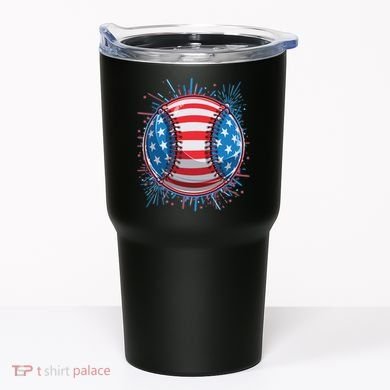 USA American Flag Firework Baseball Tumbler