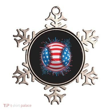 USA American Flag Firework Baseball Ornament