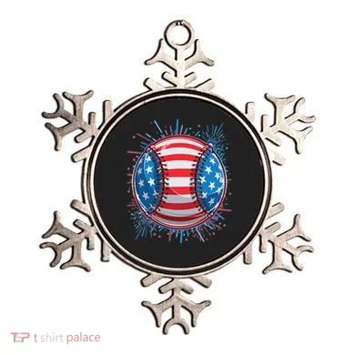 USA American Flag Firework Baseball Ornament
