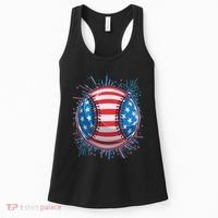 USA American Flag Firework Baseball Women's Tank Top thumb 0