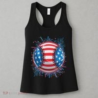 USA American Flag Firework Baseball Women's Tank Top thumb 3