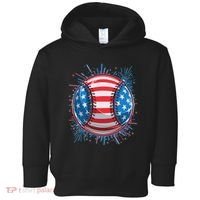 USA American Flag Firework Baseball Toddler Hoodie thumb 0