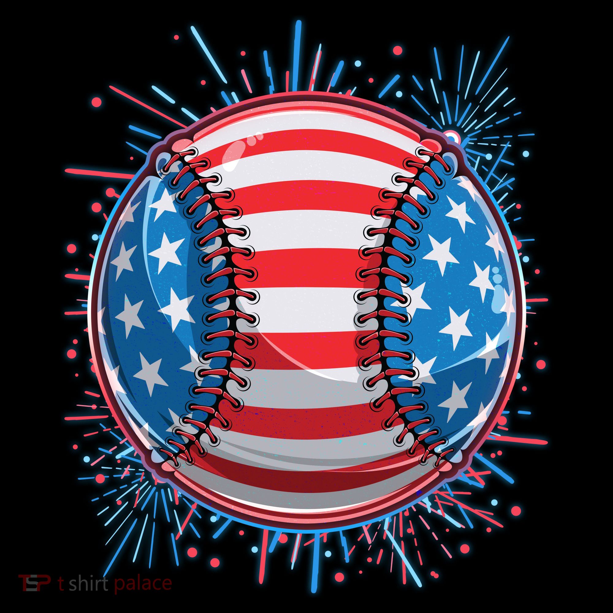 USA American Flag Firework Baseball Tank Top