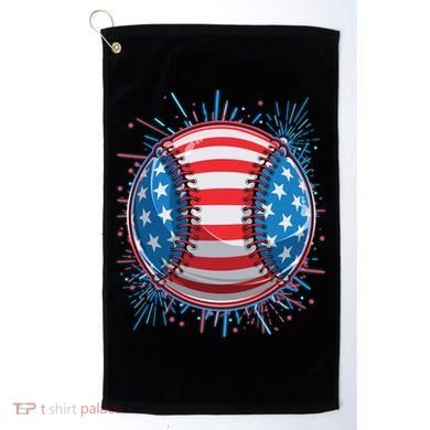 USA American Flag Firework Baseball Golf Towel