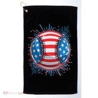USA American Flag Firework Baseball Golf Towel thumb 0