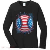 USA American Flag Firework Baseball Women's Long Sleeve Shirt thumb 0